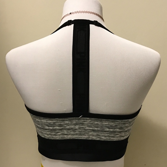 Victoria's Secret Logo T-Back Cotton Bralette Gray Black Trim Large NEW - Picture 3 of 3
